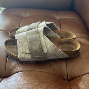 Birkenstock Wool and Leather Slide Sandals